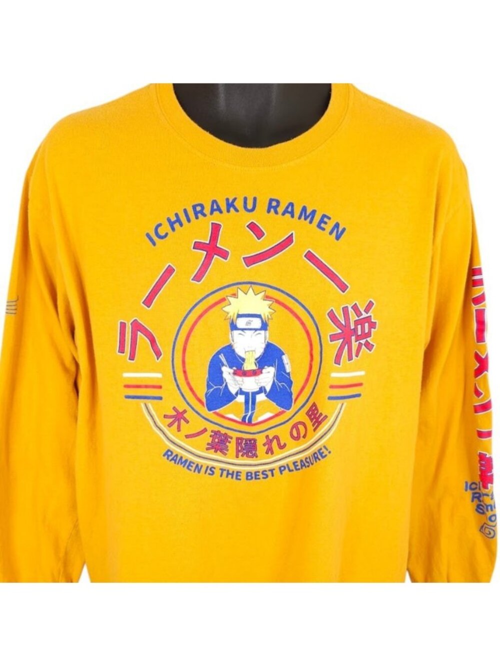 Naruto Shippuden Ramen T Shirt Mens Size Large Yellow Japanese Manga Series